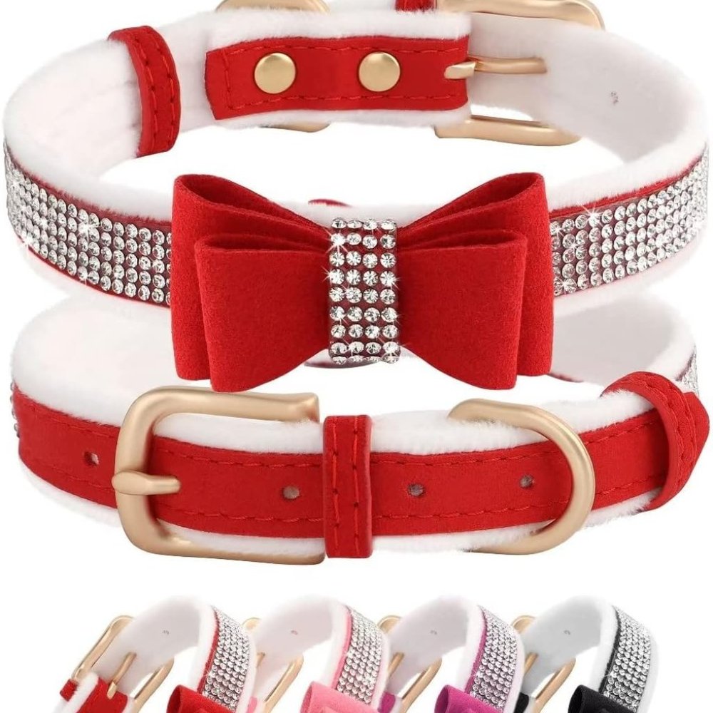 NEW Sparkling Bling Swarovski Crystal Rhinestone Pet Dog Fleece Collar +… - Picture 2 of 12